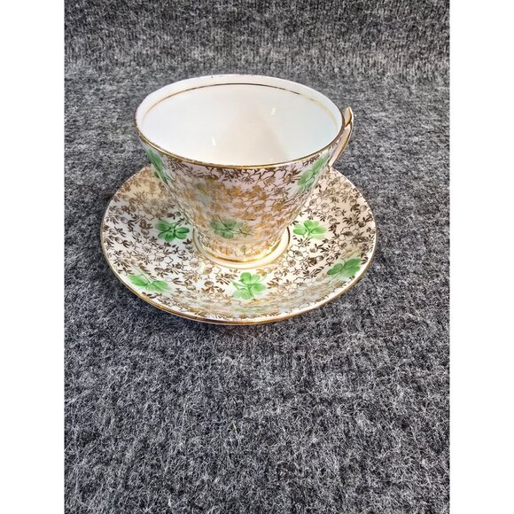 Phoenix Bone China Tea Cup & Saucer England Irish St Patrick Clover Flower - Picture 2 of 7